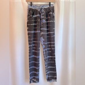Gypsy 05 100% Silk Brown and Blue Tie Die Joggers, XS